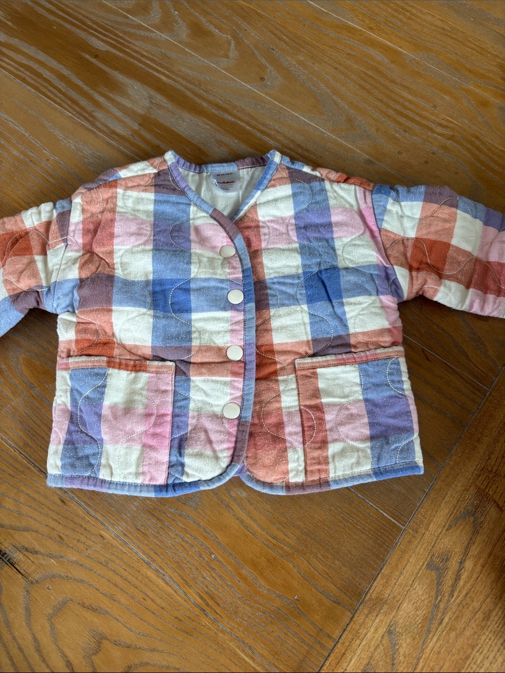 Hanna Andersson Quilted Plaid Jacket in Pink, Blue, White
